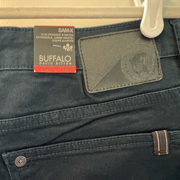 Buffalo David Bitton SAM-X Slim Straight Stretch Jeans 34x34 Dark Indigo NWT - Picture 3 of 6